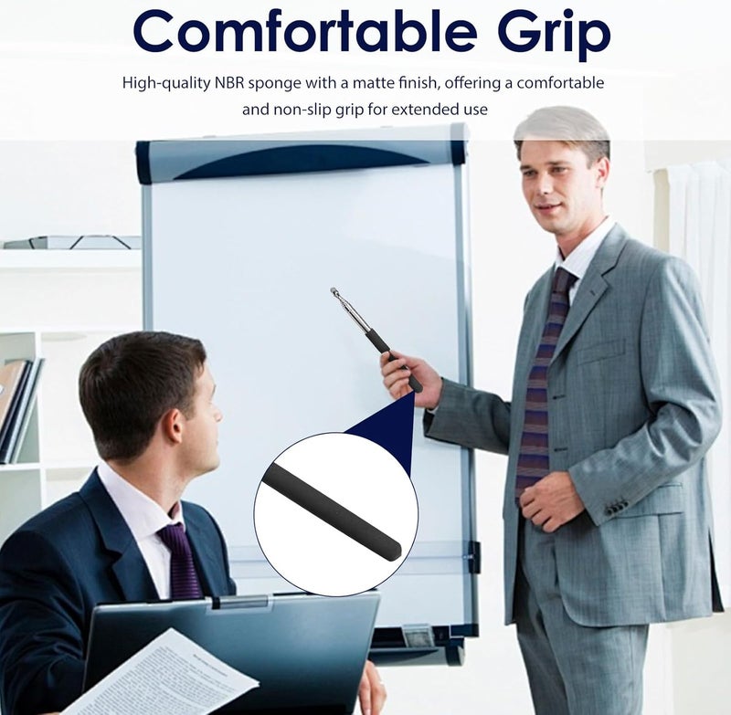 lyforx Retractable Teacher Pointer 𝟑𝟗.𝟓'', Pointer Stick with 𝗦𝘁𝘆𝗹𝘂𝘀 Smooth Sensitive Tablet Pen Stylus Pen, Teacher Coach Presenter Pointer Black - Image 4